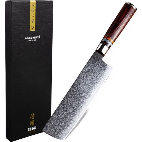 damascus nakiri mes 18cm - Micarta Jewels