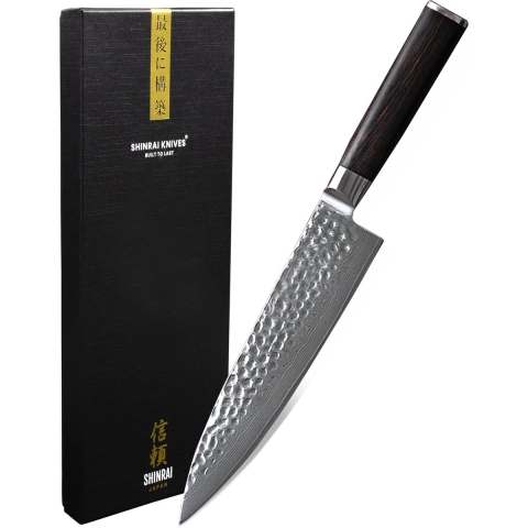 Shinrai Knives - Hammered Damast BR - Damascus Koksmes 20 cm