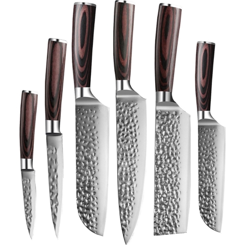 Shinrai Knives - Hammered RVS 6-delige Messenset