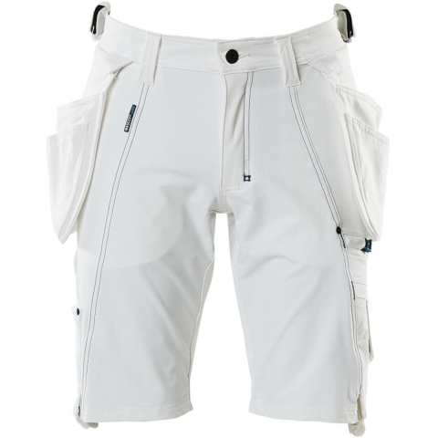 Stretch Werkshort Afneembare Zakken Wit | Per Stuk | Maat 54