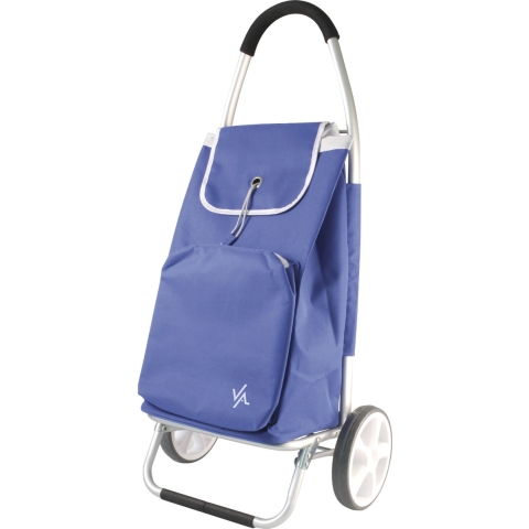 Boodschappentrolley - 50 liter - aluminium frame - blauw - 45 x 34 x 95 cm -