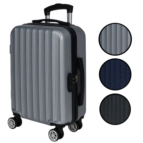 Cabine handbagage reis trolley koffer - zwenkwielen - 52 x 34 x 20 cm - 45 liter - zilver -