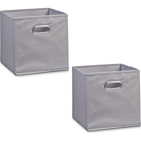 Opbergmand/kastmand - 6x - grijs - 28 x 28 cm - polyester - speelgoedmand -