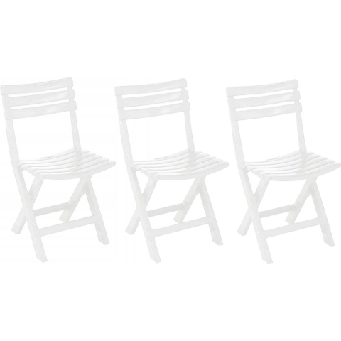 Klapstoel voor buiten/binnen - 3x - wit - 42 x 80 cm - stevig kunststof - Bijzet stoelen -