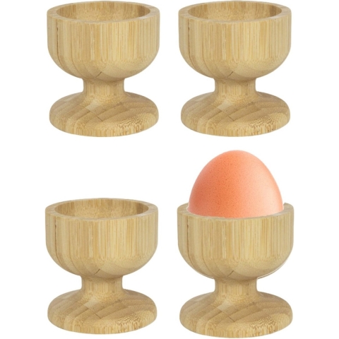 Eierdopjes bamboe hout - 12x - blanco - 5 x 5 cm - ontbijt/brunch servies -