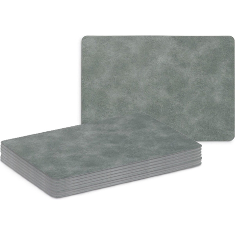 Placemats - 8x - lederlook - grijs - 42 x 30 cm - tafel dekken - onderleggers -