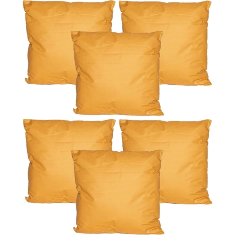 Buiten of tuin sier kussens - 6x - okergeel - 45 x 45 cm - binnen/buiten - tuinbank -
