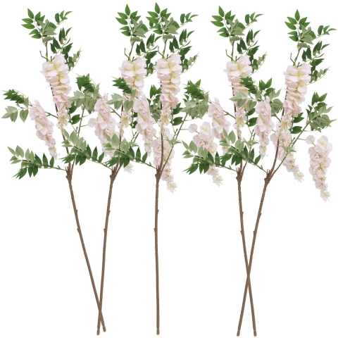 Chaks Blauweregen/wisteria - 5x - kunstbloemen - roze - 110 cm - kunstplanten/kunsttakken -