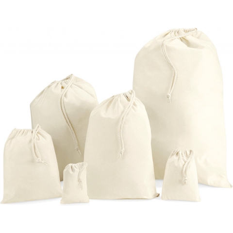 Wit katoenen canvas opberg tasjes met afsluitkoord - 25x - 25 x 30 cm - cadeau tasje/goodie bags -
