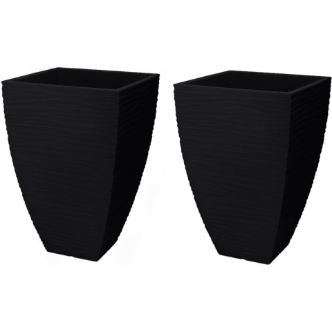Plantenpot/bloempot Dunes - 2x - Tuin - stevig kunststof - antraciet - D40 x H60 cm -