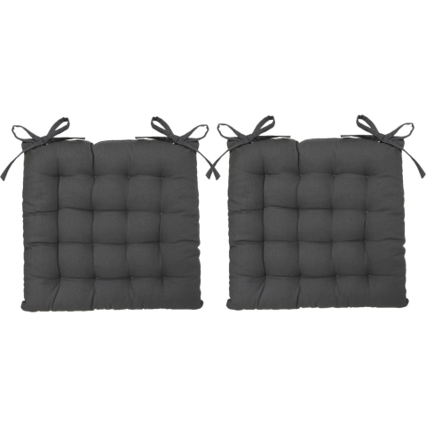Atmosphera Stoelkussen - 8x - antraciet grijs - katoen - 38 x 6 cm - zitkussen -