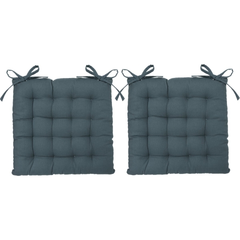 Atmosphera Stoelkussen - 8x - storm blauw - katoen - 38 x 6 cm - zitkussen -