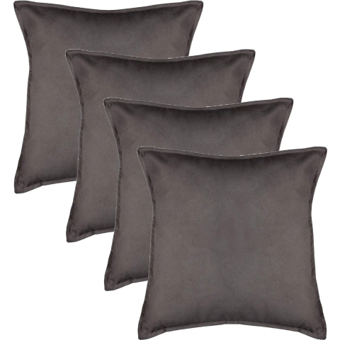 Bank/sierkussens huiskamer Sophia - 4x stuks - 45 x 45 cm - donkergrijs - polyester - met rits -
