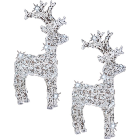 Set van 2x stuks kerstverlichting LED figuren voor buiten rendier 60 cm met 50 lampjes helder wit -