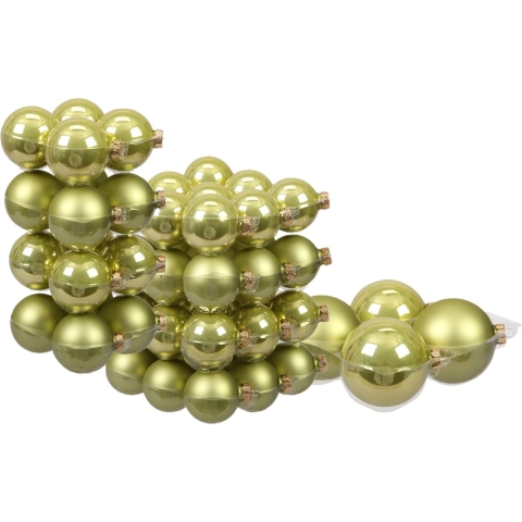 60x stuks glazen kerstballen salie groen (oasis) 6, 8 en 10 cm mat/glans -
