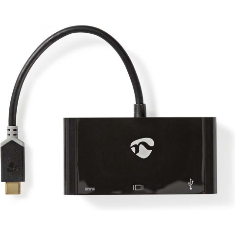 Nedis CCBW64760AT02 Usb Type-c Adapterkabel Type-c Male - Type-c Female + A Female + Vga Female 0,2 M Antraciet