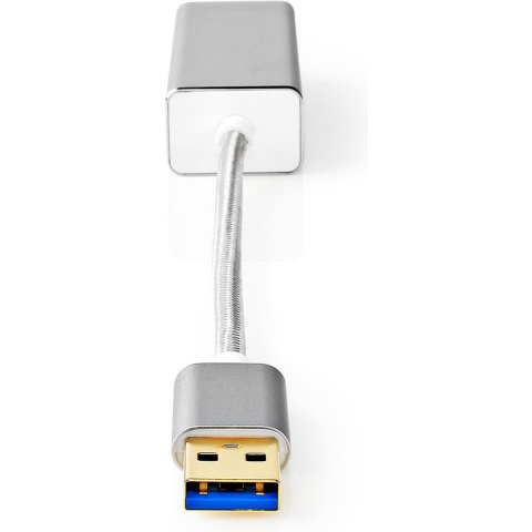 Nedis CCTB61950AL02 Usb-adapter Usb 3.2 Gen 1 Usb Type-a Rj45 Female Verguld Recht 0.20 M Rond Gebreid / Nylon Aluminium Zilver Cover Window Box
