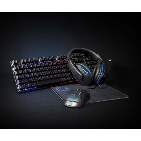 Nedis GCK51110BKUS Gaming Combo Kit 5-in-1 Toetsenbord, Koptelefoon, Muis En Muismat Zwart Qwerty Us Internationaal
