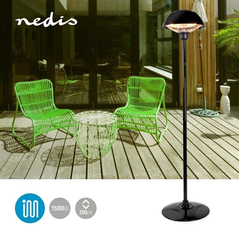 Nedis HTPA16EBK Terrasverwarmer Met Paal 200 Cm 1500 W Ip34