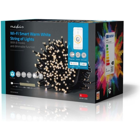 Nedis WIFILX01W400 Smartlife Decoratieve Led Koord Wi-fi Warm Wit 400 Led&apos;s 20.0 M Android™ / Ios
