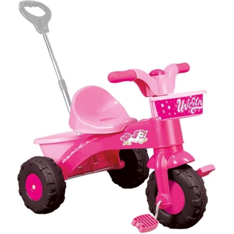 Dolu Eenhoorn Driewieler met Duwstang Roze