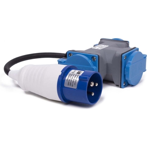 CEE verloopsnoer 20cm CEE stekker naar 3x stopcontact - 6315002