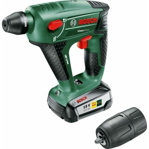 Bosch Groen Uneo Maxx 18V Li-Ion accu SDS-Quick boorhamer set in koffer met 1 x 2,5Ah accu - 060395230F