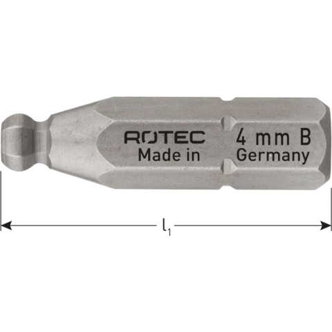 Rotec PRO Insertbit inbus SW6,0 L=25mm C 6,3 Kogelkop BASIC - 10 stuks - 8111060