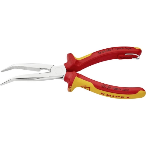 Knipex Vlakrondbektang | lengte 200 mm vorm 2 | 40graden gehoekt VDE | meercomponenten mantels | 1 stuk - 26 26 200 T - 26 26 200 T