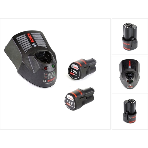 Bosch Blauw 12v starterset met 2 accu&apos;s van 3.0Ah + Lader AL1230CV - 1600A00X7E