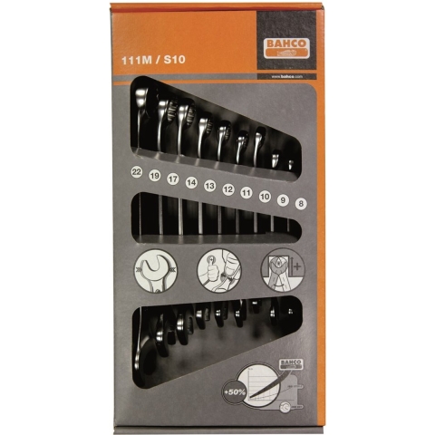Bahco ringsteeksl set m-houder 10-dl | 111M/S10