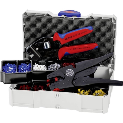 Knipex Assortiment adereindhulzen | Met krimptang en draadstriptang in systainer | 1 stuk - 97 90 16 - 97 90 16