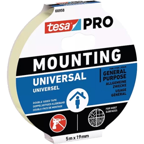 Tesa Montageband | wit | lengte 5 m | breedte 19 mm | 8 stuks - 66958-00001-00 66958-00001-00