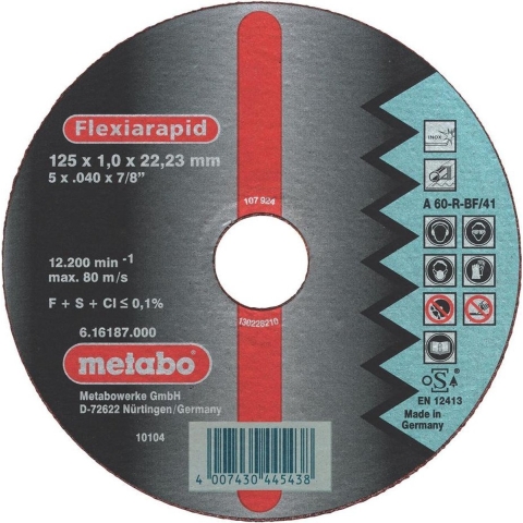 Metabo Accessoires Doorslijpschijf Ø 125x1,0x22,2 RVS Flexiarapid - 25 stuks - 616187000