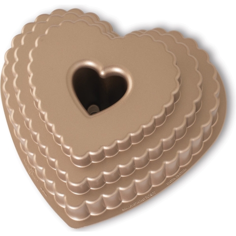 Nordic Ware Tulband / Bakvorm - Tiered Heart Bundt - Gietaluminium - 27 x 25 cm / 2.8 liter