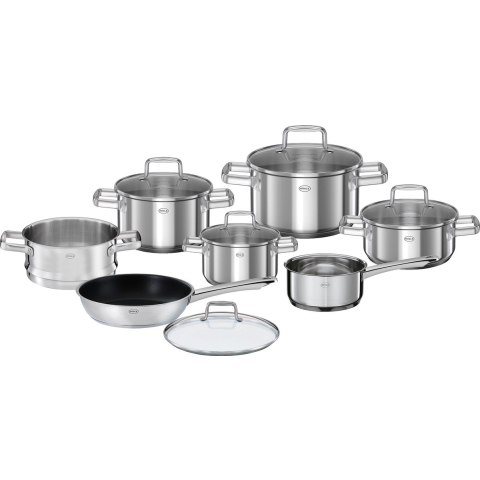 Rosle Pannenset Moments - Koekenpan, Steelpan, Sauspan, Wokpan, Braadpan + Deksels - Complete Set - Inductie geschikt 7-delig