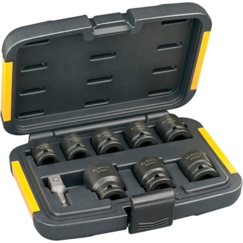 DeWALT DT7507 Krachtdoppenset 1/2" Vierkant | kort | 9-delig