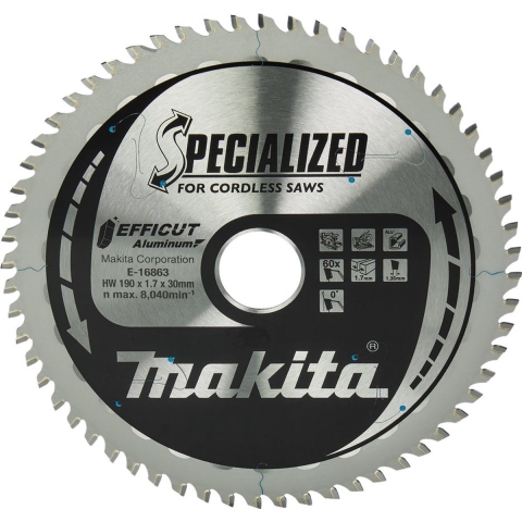 Makita Cirkelzaagblad voor Aluminium | Specialized | Ø 190mm Asgat 30/(20)mm 60T - E-16863