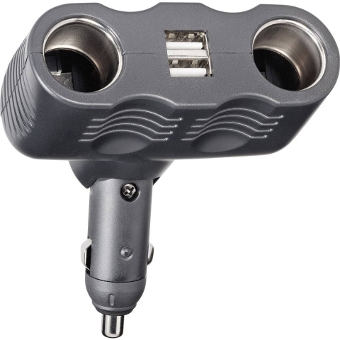 A13-123 2-voudig Sigarettenaanstekerverdeler Aantal sigarettenaanstekerbussen: 2 x Interfaces: USB: 2 x Stroombelasting (max.): 10 A