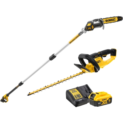 DeWALT DCMPSH56KIT 18V Li-ion Accu Telescopische Kettingzaag (DCMPS567N) + Accu Heggenschaar (DCMHT563N) Set (2x 5.0Ah)