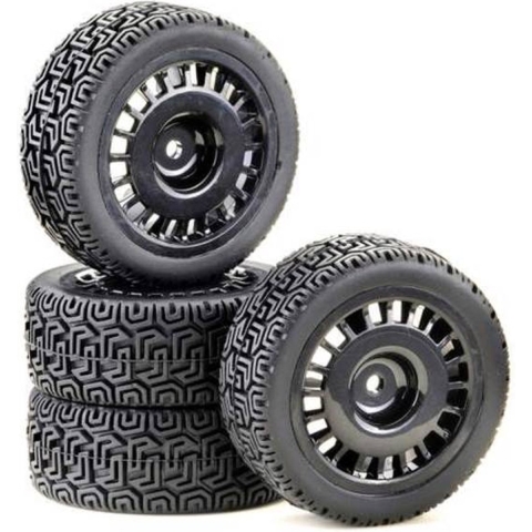 Absima 1:10 Rallywagen Rally Winded Complete wielen Zwart 4 stuk(s)