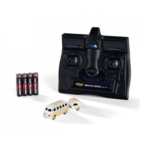 Carson Modellsport 500504164 VW T1 SambaBus mit Wohnwagen 1:87 RC auto Elektro Straatmodel
