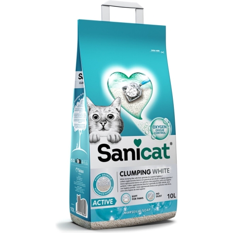 Sanicat Clumping White Active Marseille zeep kattenbakvulling 2 x 10 liter