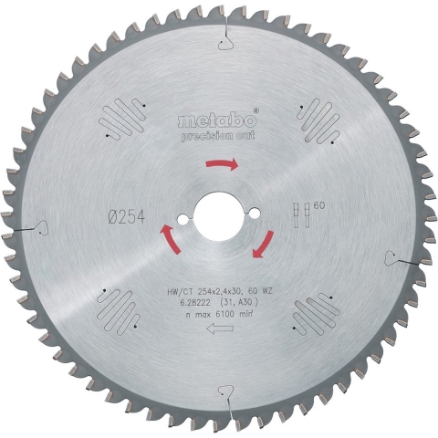 Metabo 628053000 Cirkelzaagblad HW/CT - 300 x 30mm - 72 WZ