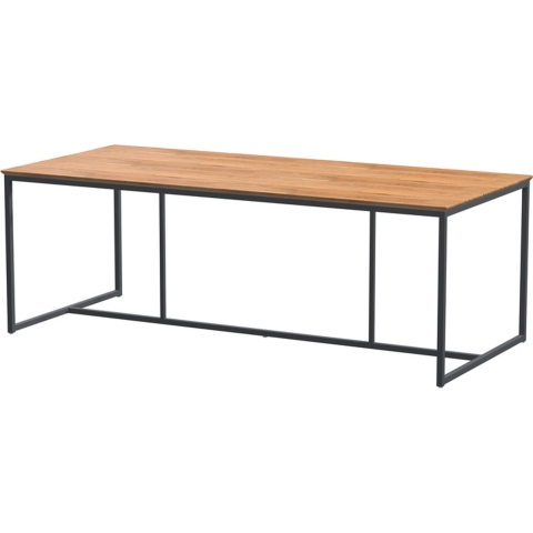 Quatro Tafelframe Antracite met Teak Tafelblad 220 x 95 cm - 4so