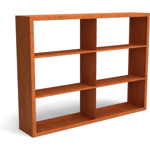Egura cortenstaal houtopslag onderverdeling 6 vakken 2000x385x1500 mm - Geroba