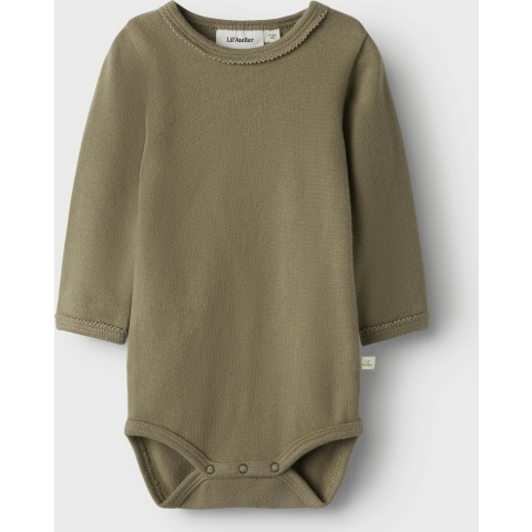 Lil Atelier Romper l/s - Rib - Slijm - NbfThoro - Sepia tint - Lil Atelier - 1½ jaar (86) - Romper L/S