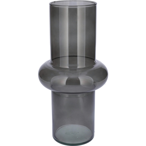 Bloemenvaas - grijs - transparant gerecycled glas - D15 x H31 cm -
