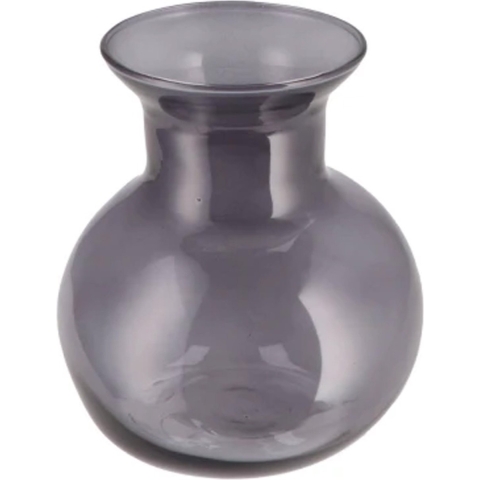 Bloemenvaas Mira - bol vaas model - smoke glas - D20 x H21 cm -