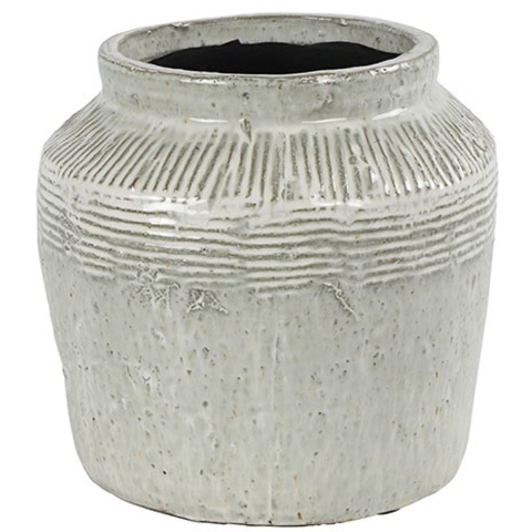 Countryfield Bloemenvaas pot Gayle - wit bewerkt - L22 x B22 x H22 cm - rustiek - decoratie - interi -